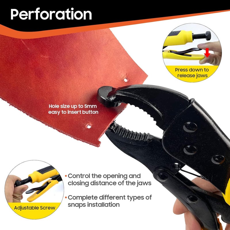 HAPDEN Heavy Duty Snap Fastener Tool kit, Punching Function, Snap Button Tool with Adjustable Setter, 15mm snap Tool with 100 Sets Boat Cover Snaps - Image 5